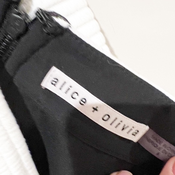 Alice + Olivia Lennon Quilted Lamb Leather Trim Crossover Asymmetrical Skirt 6 - Picture 11 of 13